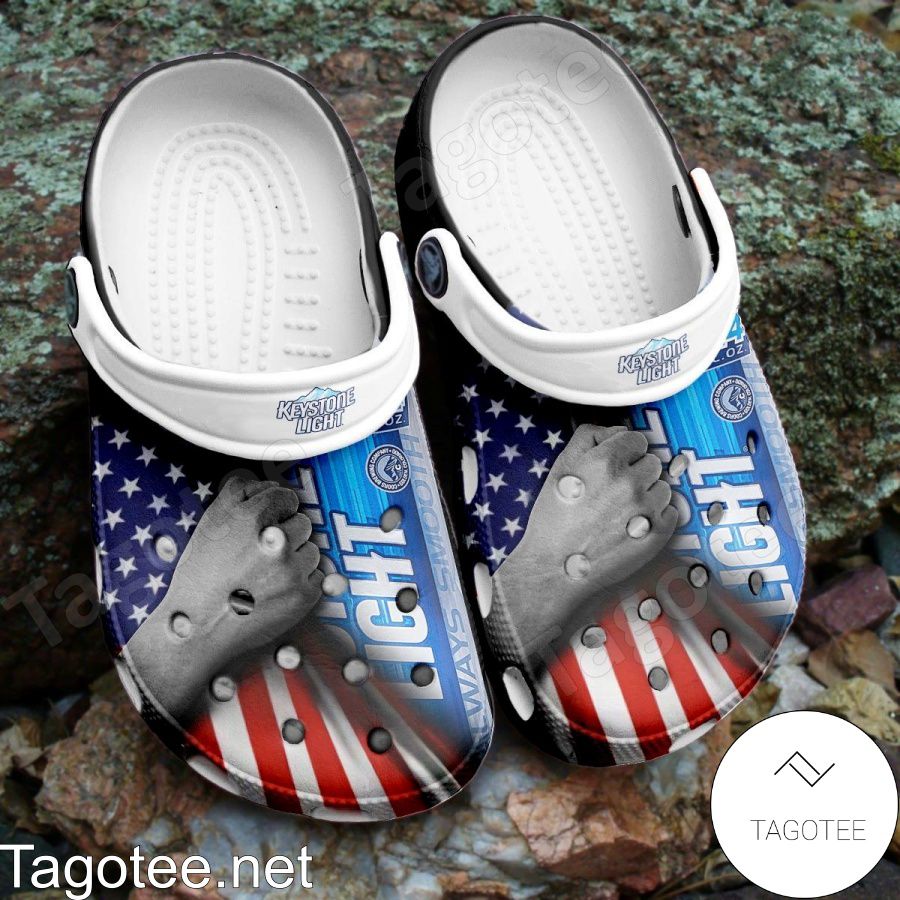 Keystone Light American Flag Crocs Clogs