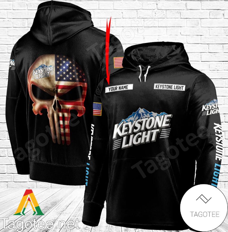 Keystone Light Punisher Skull USA Flag Personalized Hoodie