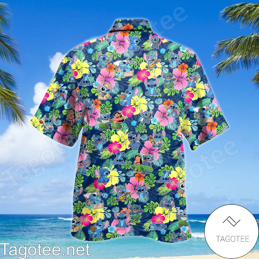 Lilo Stitch Hibiscus Tropical Hawaiian Shirt a