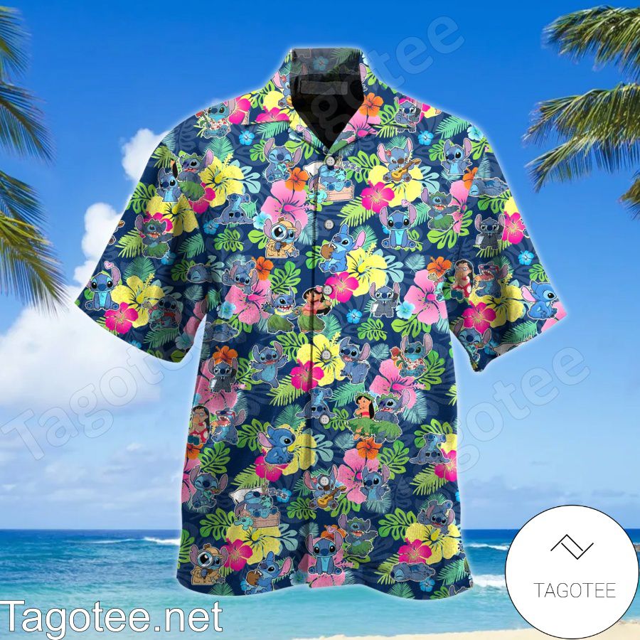 Lilo Stitch Hibiscus Tropical Hawaiian Shirt