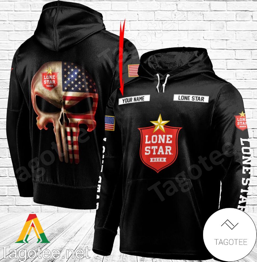 Lone Star Beer Punisher Skull USA Flag Personalized Hoodie