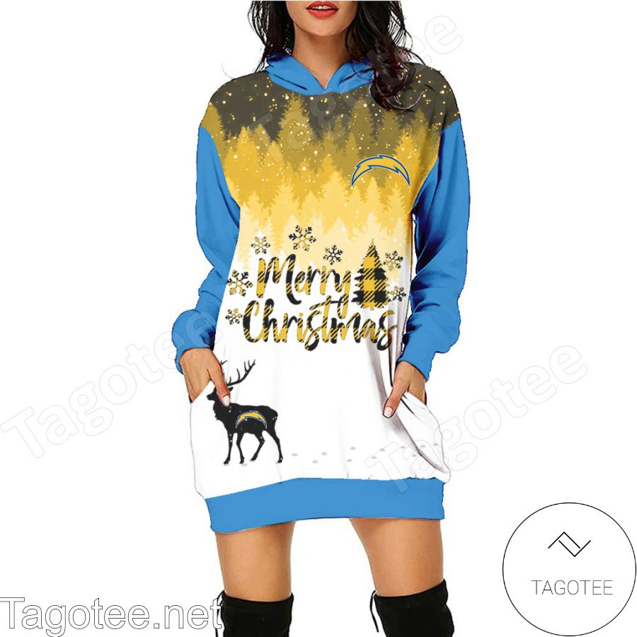 Los Angeles Chargers NFL Merry Christmas Women Hoodie Dress