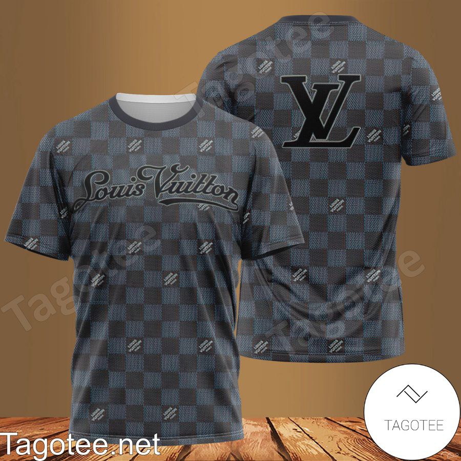 Louis Vuitton Black And Blue Checkerboard Full Print Shirt