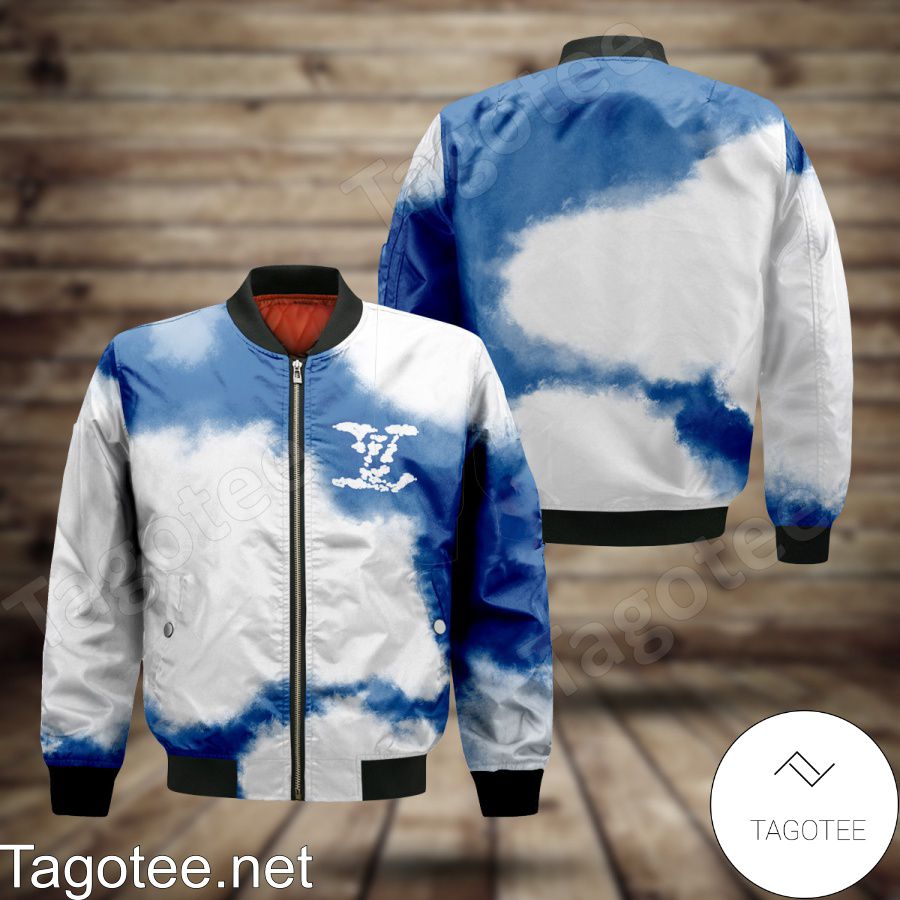 Louis Vuitton Blue Sky White Clouds Bomber Jacket