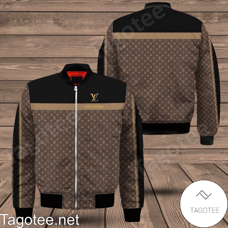 Louis Vuitton Dark Brown Monogram Black Line Bomber Jacket