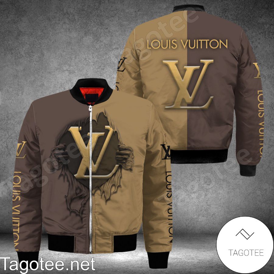 Louis Vuitton Hands Ripping Half Dark Half Light Brown Bomber Jacket