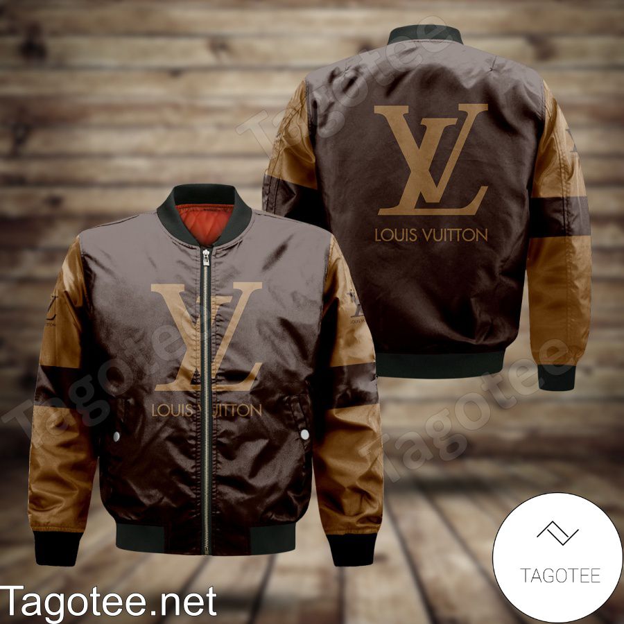 Louis Vuitton Logo Center Light And Dark Brown Bomber Jacket