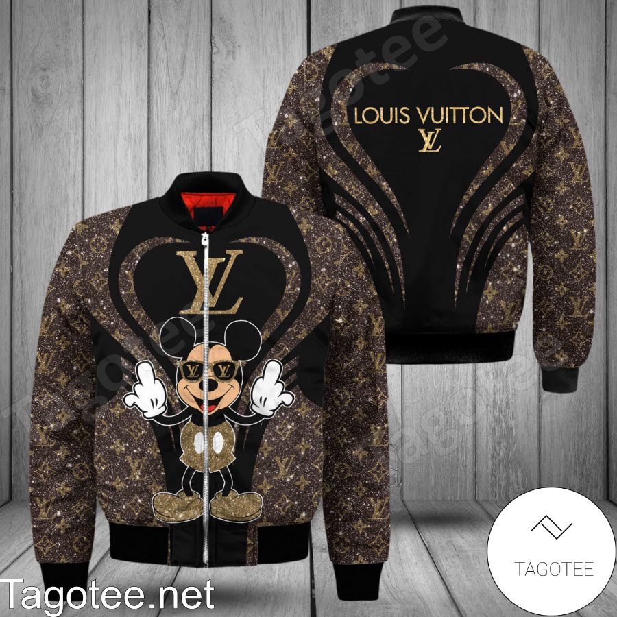 Louis Vuitton Mickey Mouse Glitter Heart Bomber Jacket