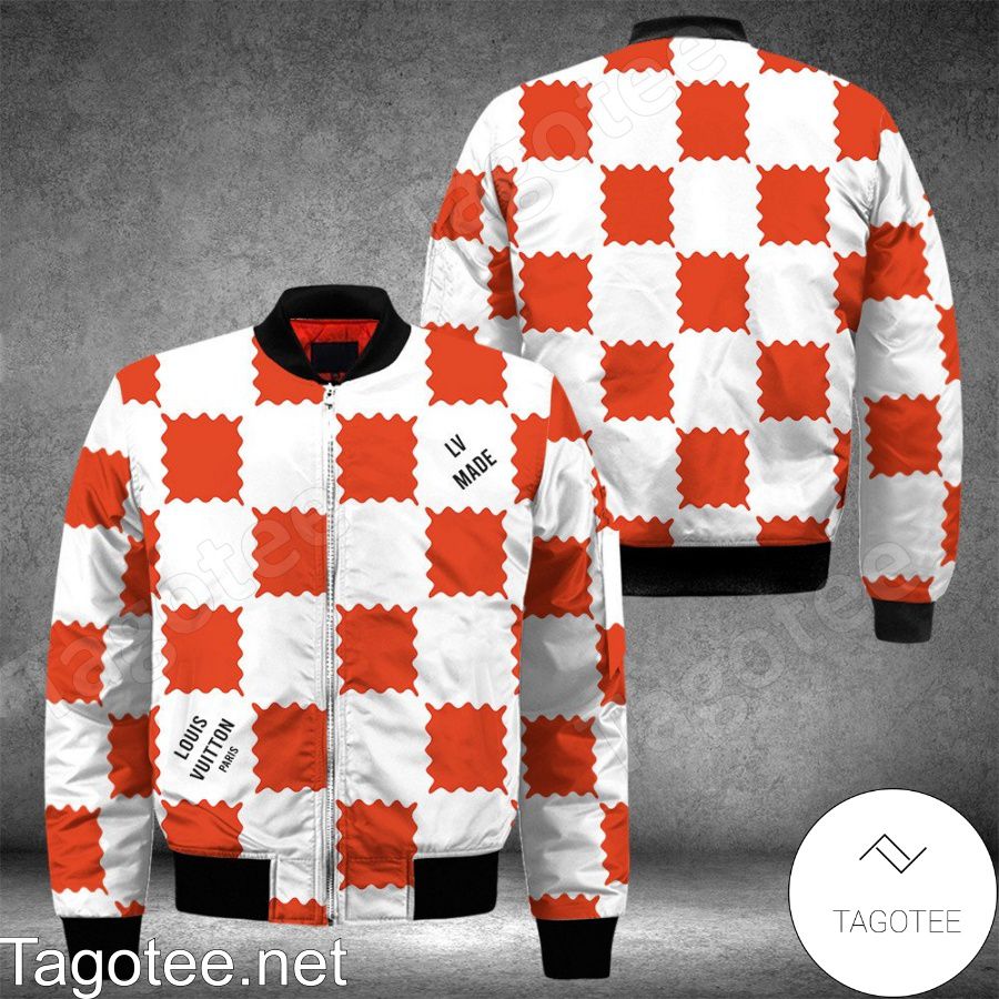 Louis Vuitton Paris Lv Made Red White Checkered Bomber Jacket