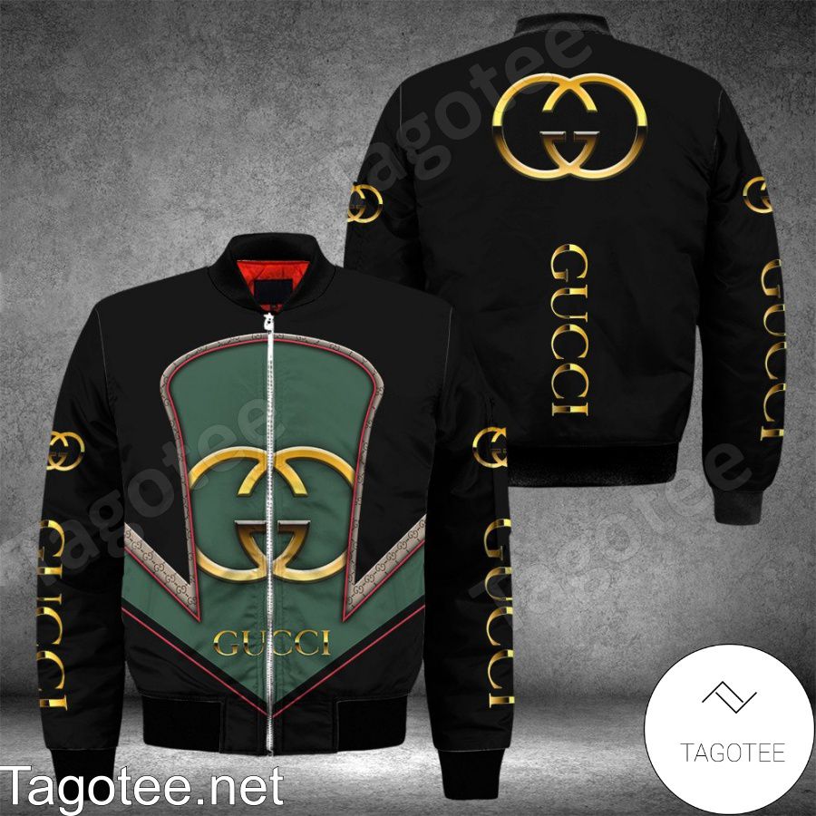 Luxury Gucci With Logo Center Black Bomber Jacket