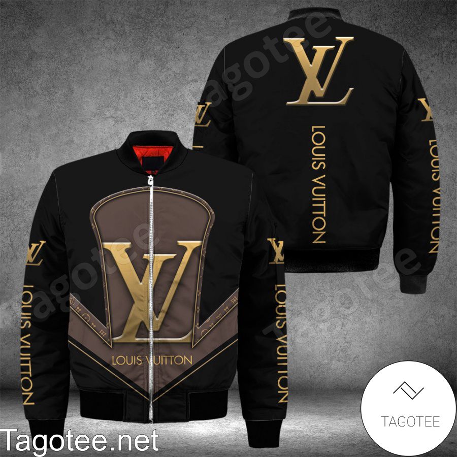 Luxury Louis Vuitton With Logo Center Black Bomber Jacket