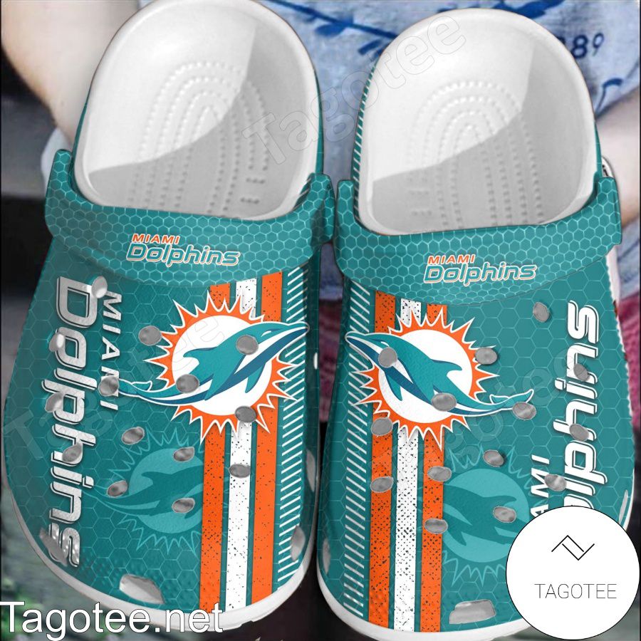 Miami Dolphins Hive Pattern Crocs Clogs