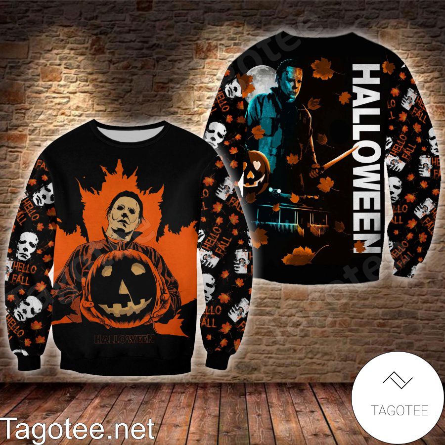 Michael Myers Hello Fall Halloween Pumpkin T-shirt, Hoodie a