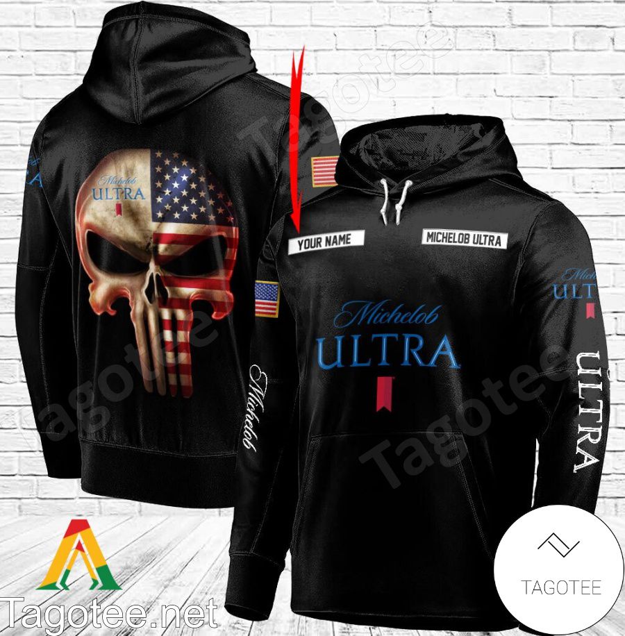 Michelob ULTRA Punisher Skull USA Flag Personalized Hoodie