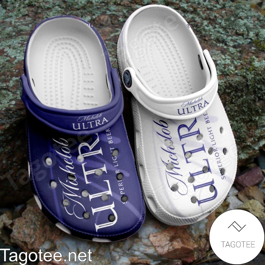 Michelob Ultra Beer White And Purple Crocs Clogs