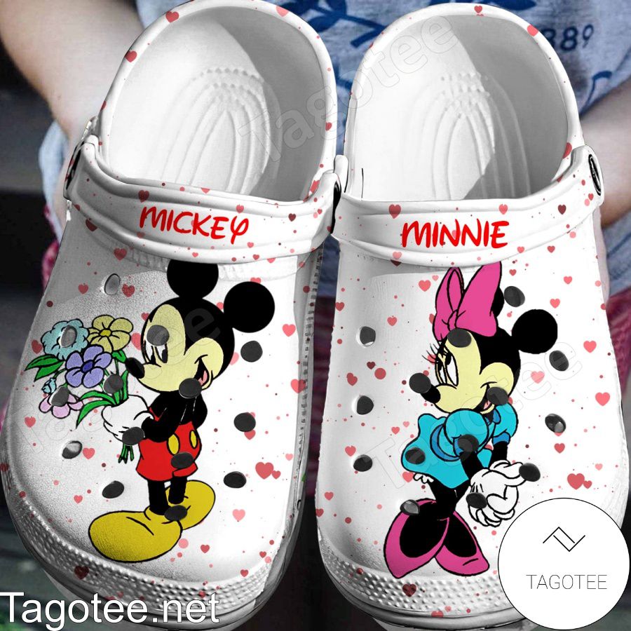 Mickey And Minnie A Bunch Of Flowers Crocs Clogs