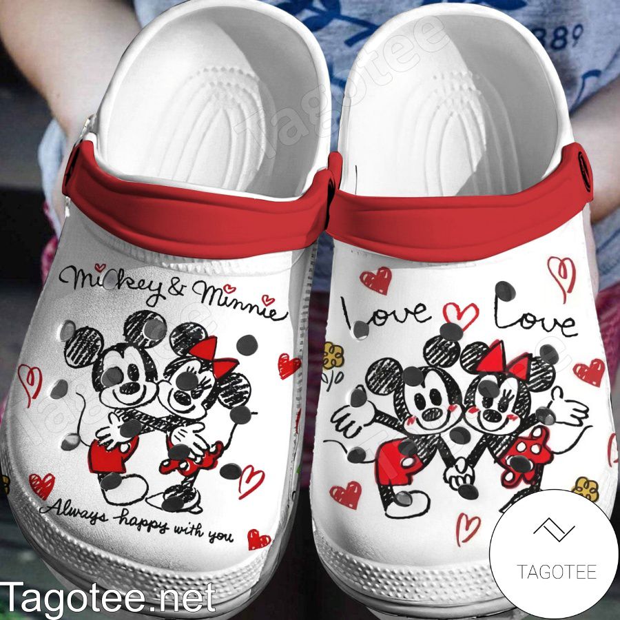 Mickey And Minnie Always Happy With You Crocs Clogs