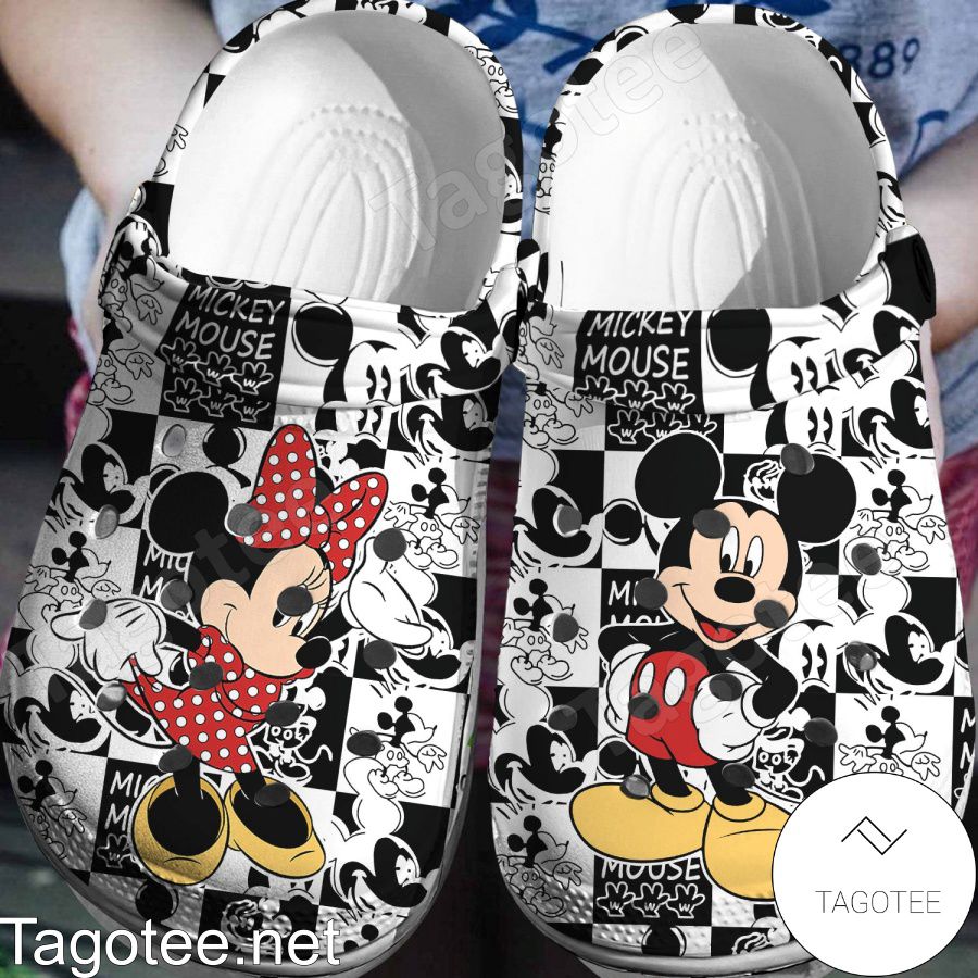 Mickey And Minnie Black And White Photo Collage Crocs Clogs