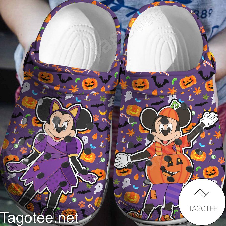 Mickey And Minnie Halloween Purple Crocs Clogs