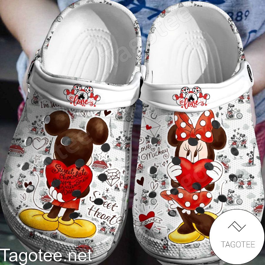 Mickey And Minnie Happy Valentine Day Crocs Clogs