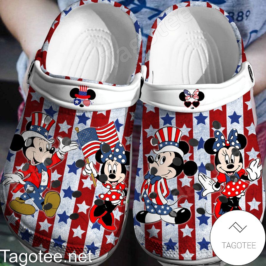 Mickey And Minnie July 4th American Flag Crocs Clogs