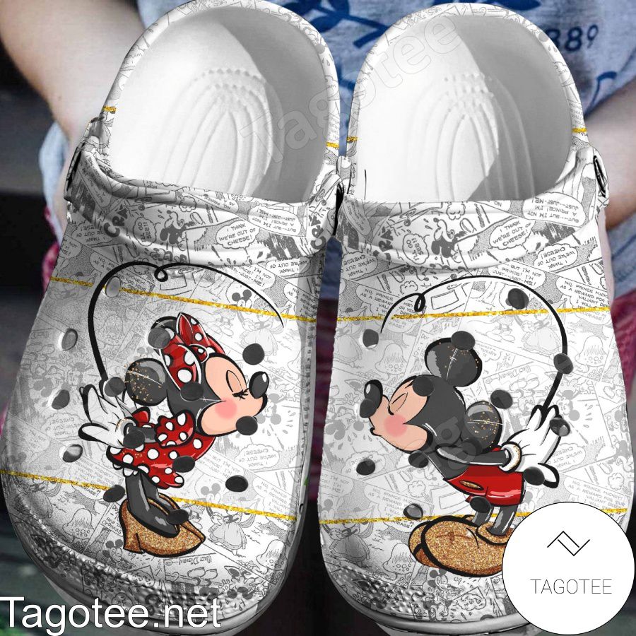 Mickey And Minnie Kiss Comic Crocs Clogs