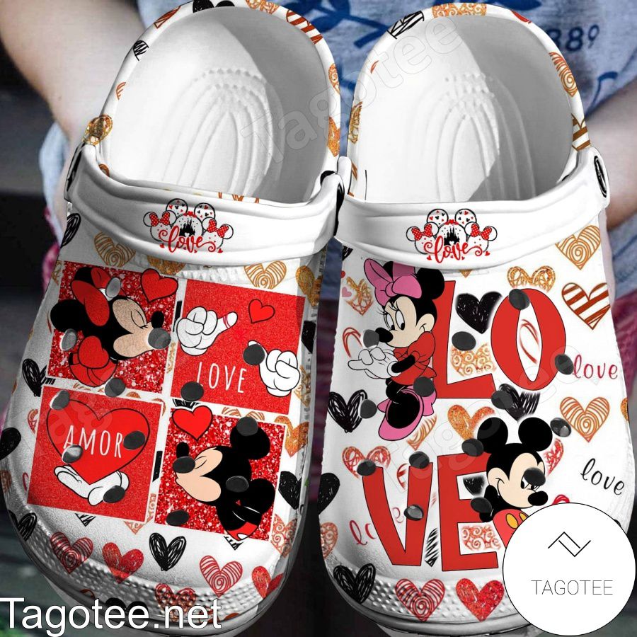 Mickey And Minnie Love Amor Crocs Clogs