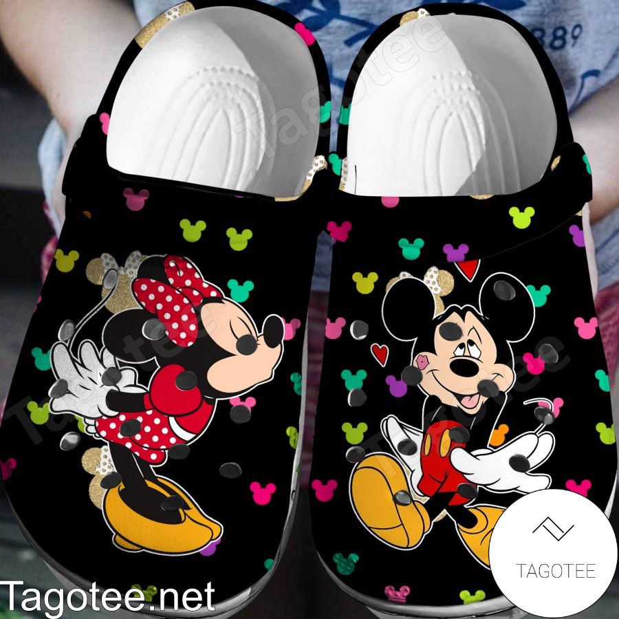 Mickey And Minnie Multicolor Head Crocs Clogs