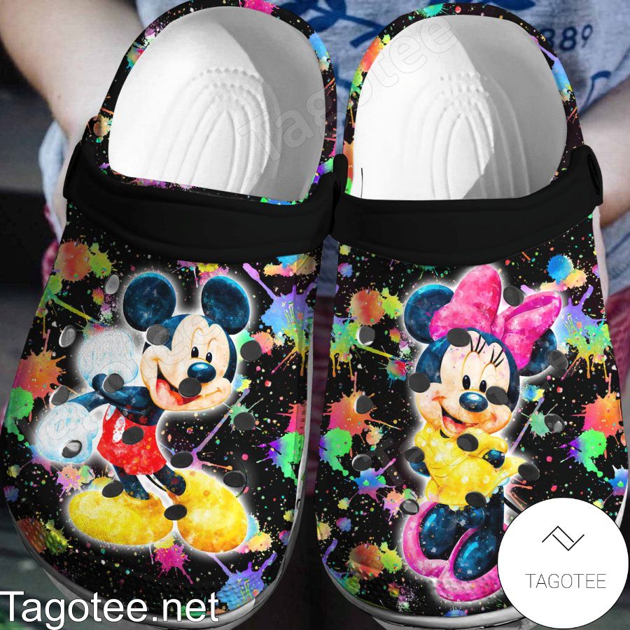 Mickey And Minnie Multicolor Splash Crocs Clogs