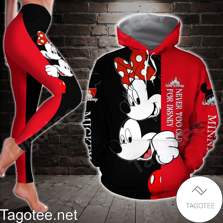 Mickey And Minnie Never Too Old For Disney Shirt, Tank Top And Leggings