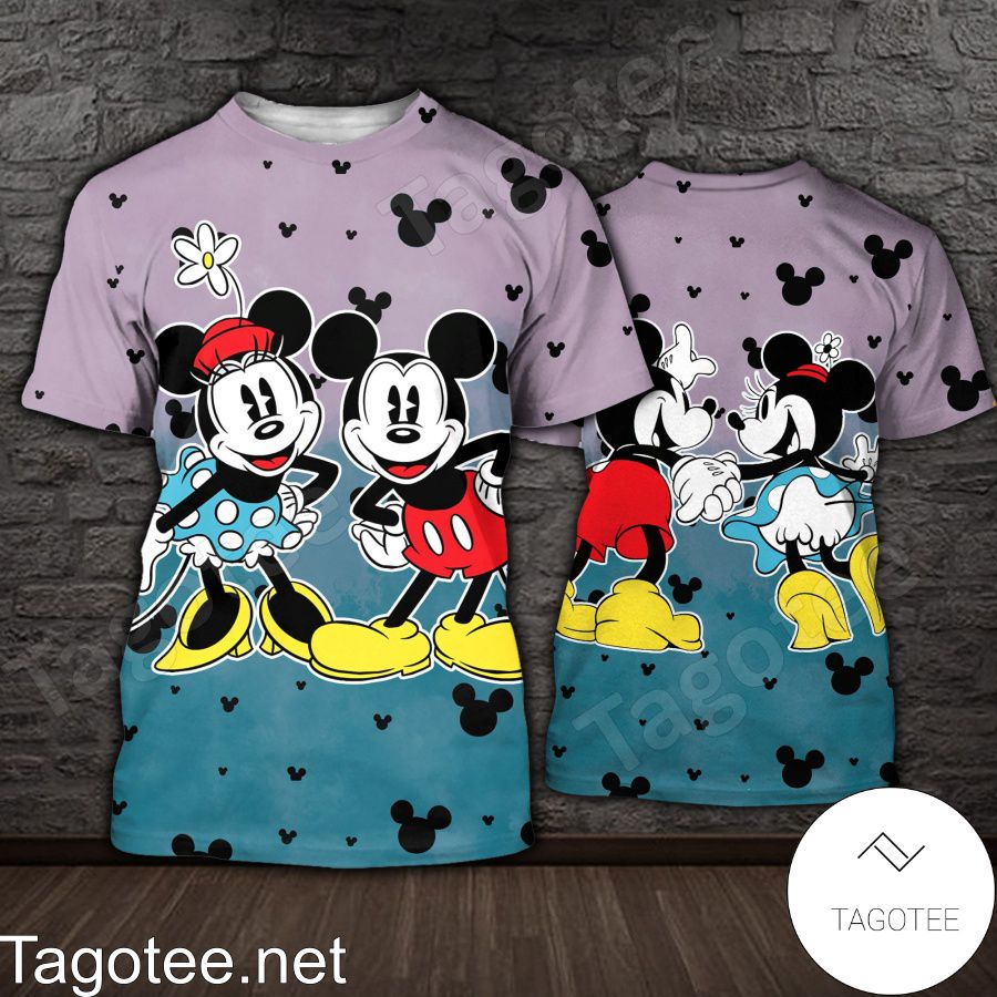 Mickey And Minnie Purple And Blue Shirt, Tank Top And Leggings a