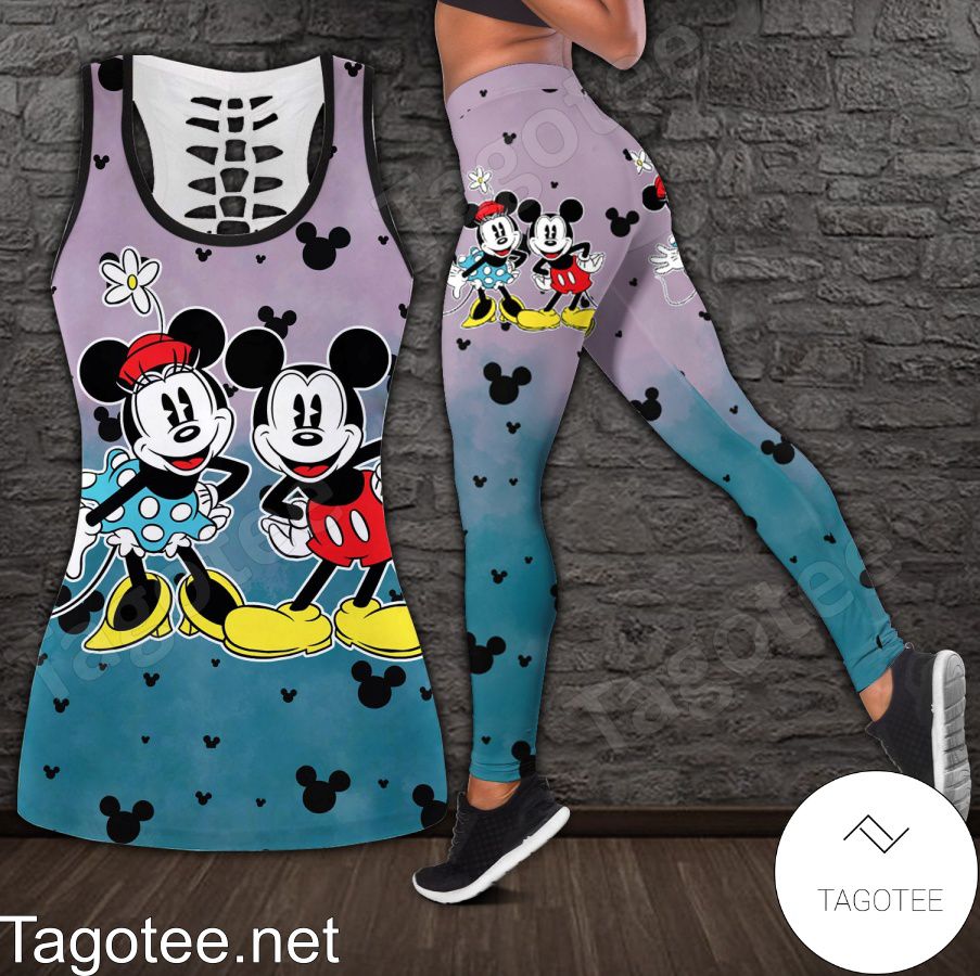 Mickey And Minnie Purple And Blue Shirt, Tank Top And Leggings