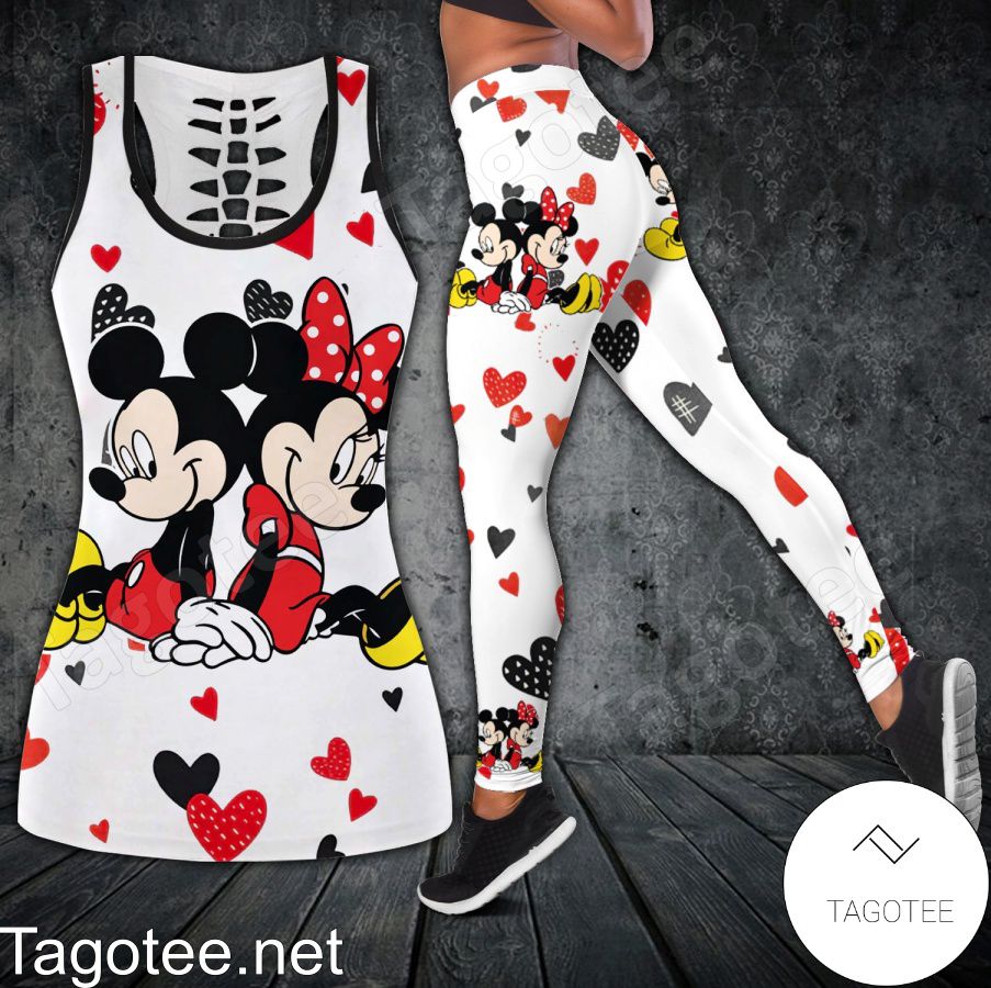 Mickey And Minnie Sitting Beside Shirt, Tank Top And Leggings