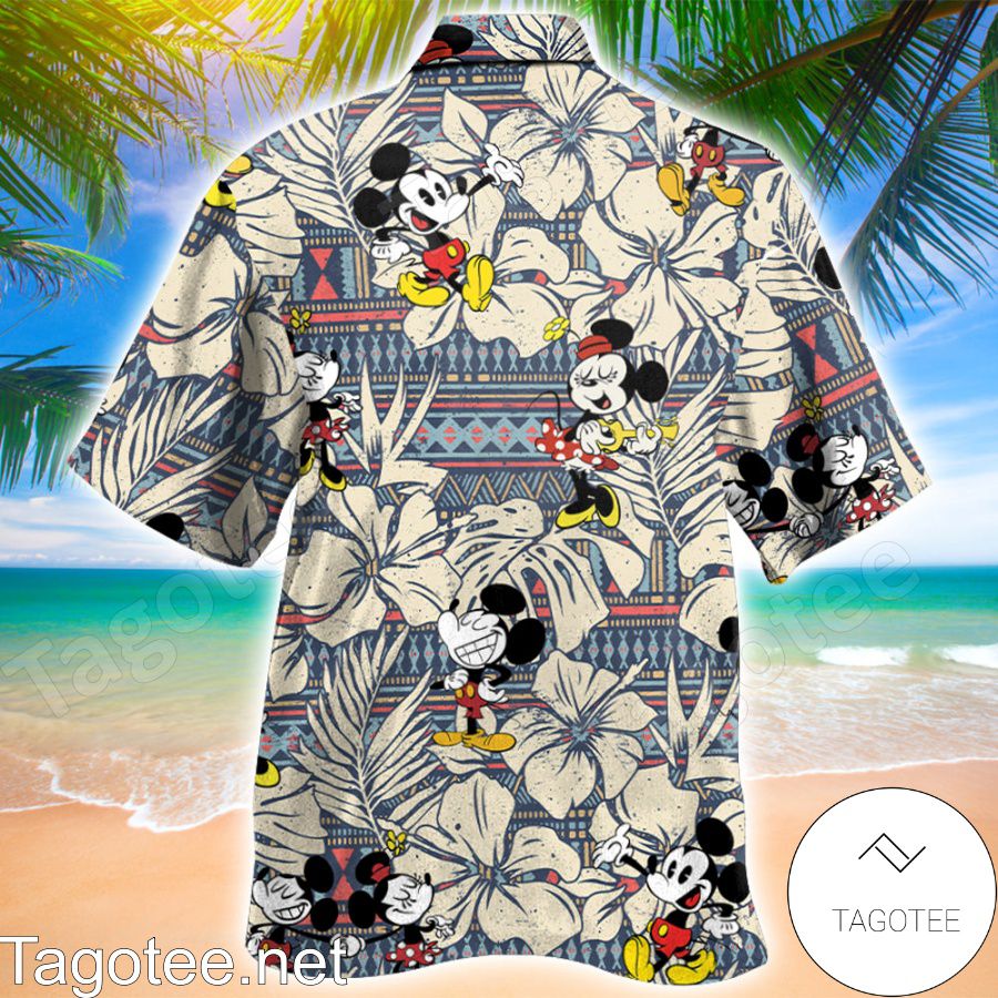 Mickey And Minnie Tribal Pattern Hawaiian Shirt a