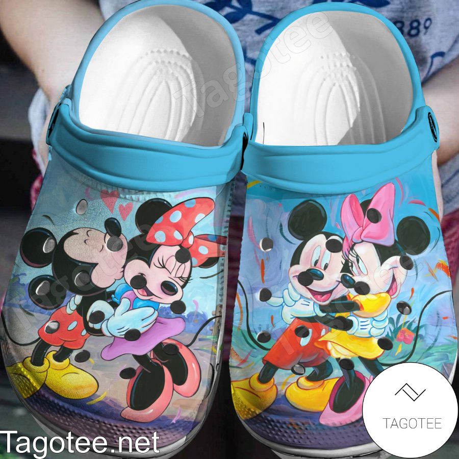 Mickey And Minnie Watercolor Painting Crocs Clogs