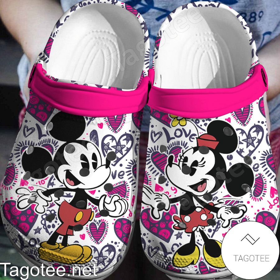 Mickey And Minnie With Many Hearts Crocs Clogs