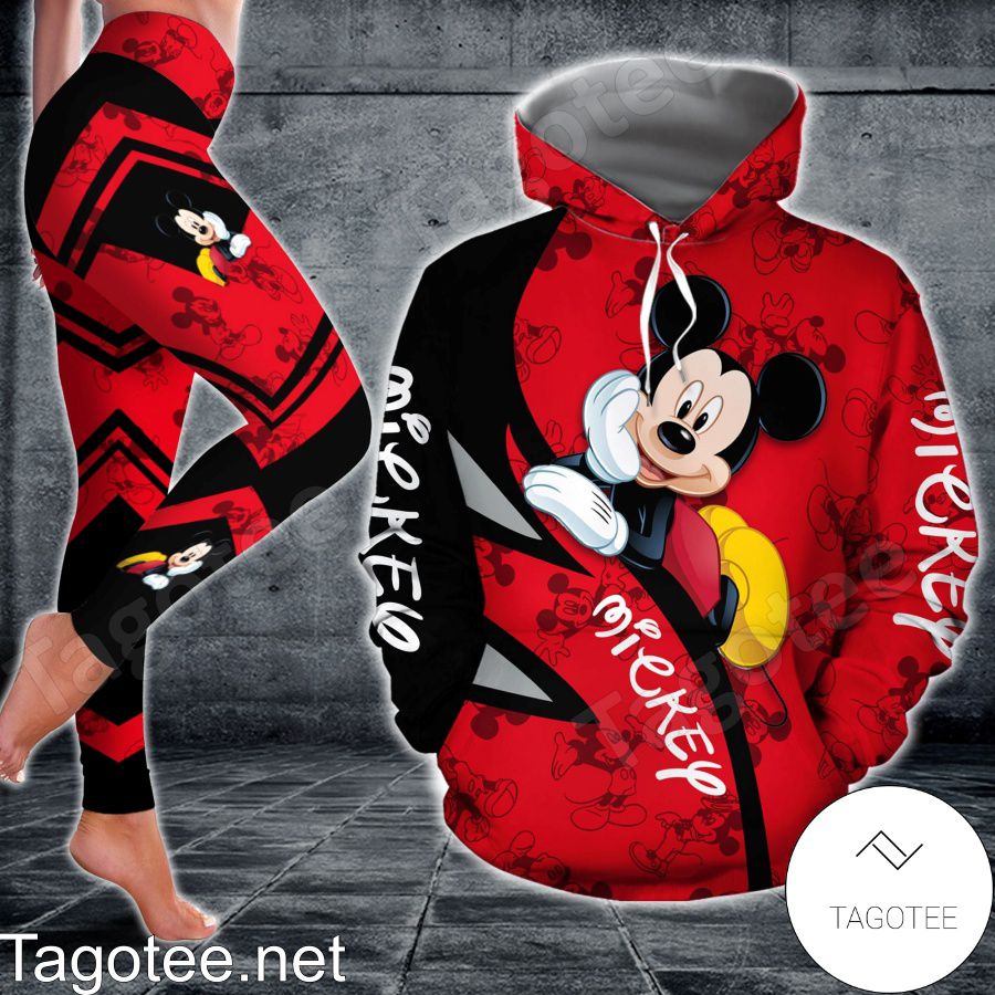 Mickey Black And Red Shirt, Tank Top And Leggings