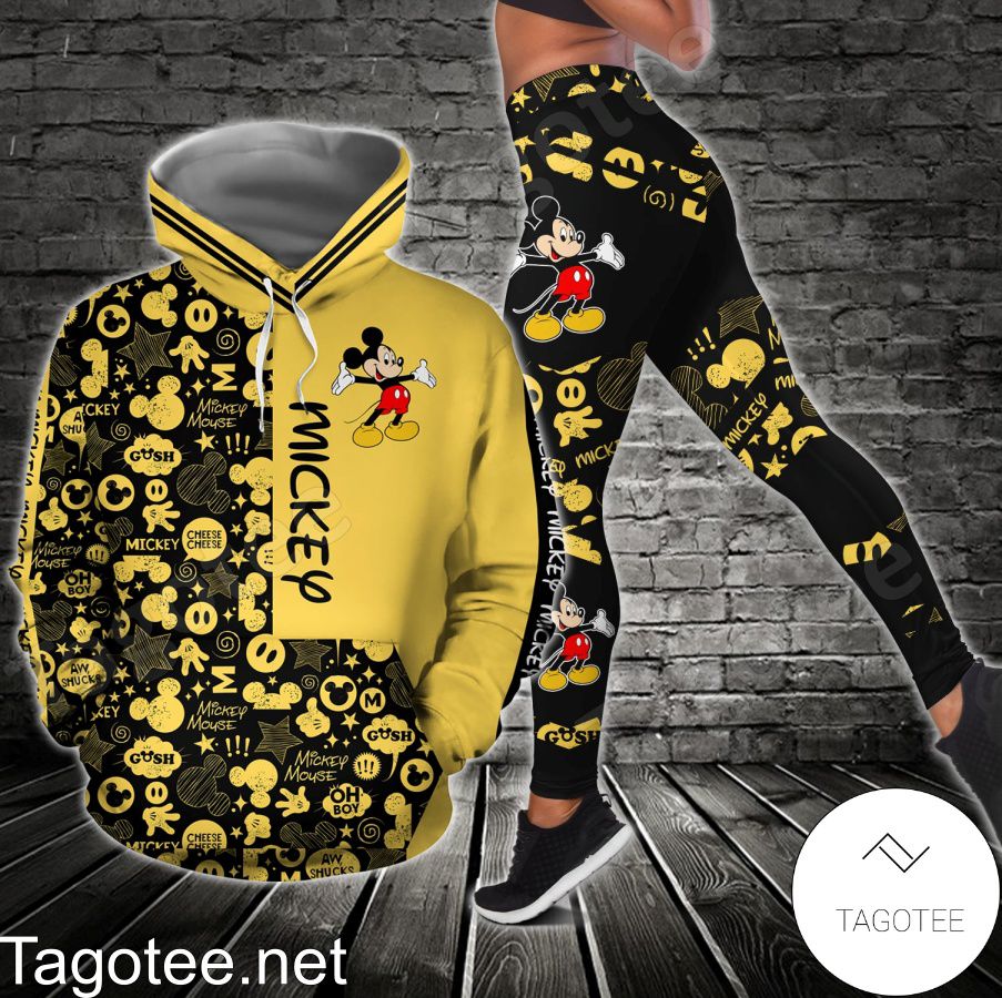 Mickey Black And Yellow Shirt, Tank Top And Leggings a