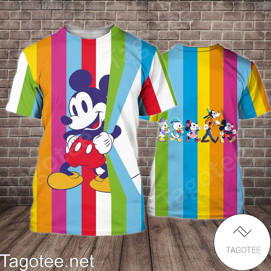 Mickey Colorful Vertical Stripes Shirt, Tank Top And Leggings a