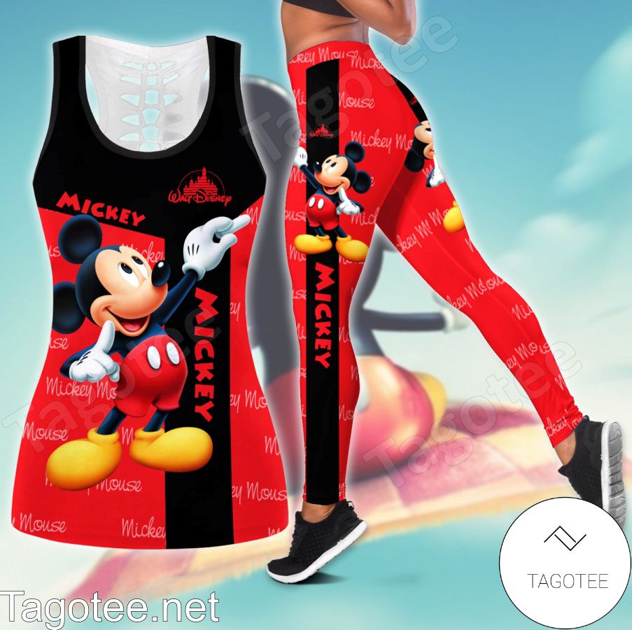 Mickey Disney Black And Red Shirt, Tank Top And Leggings