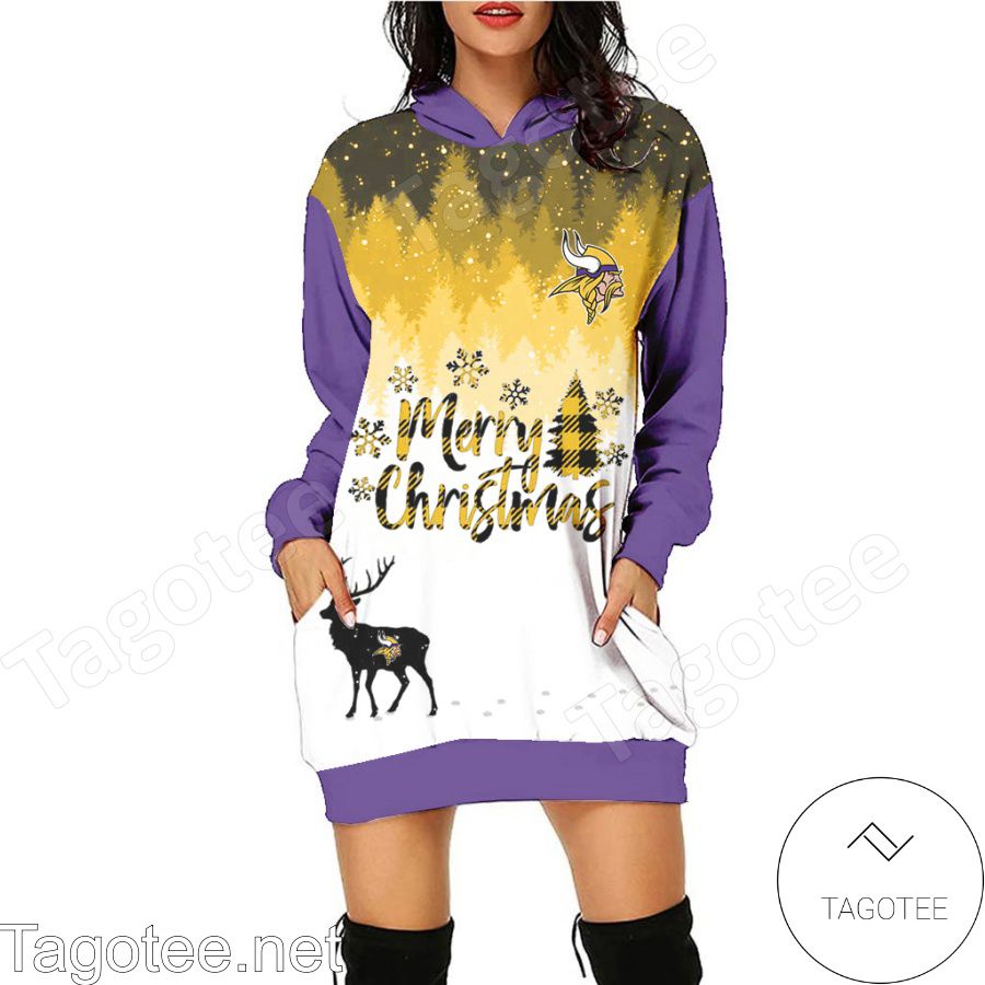 Minnesota Vikings NFL Merry Christmas Women Hoodie Dress