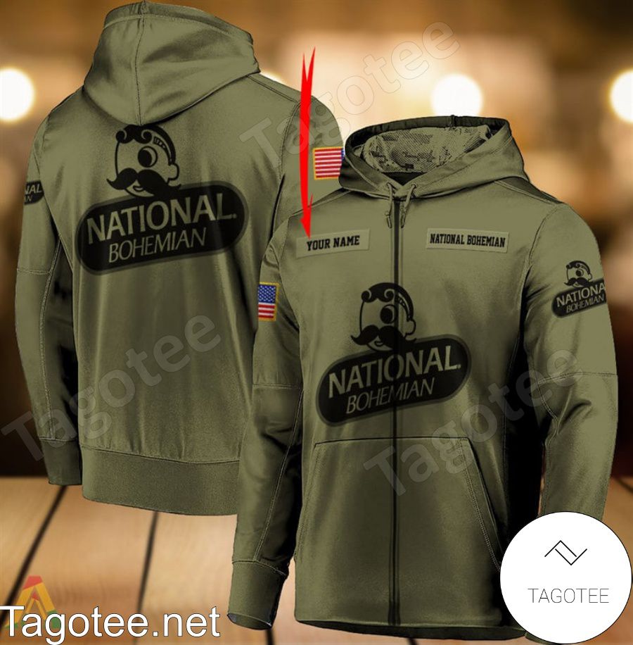 National Bohemian Military Green Personalized Hoodie a