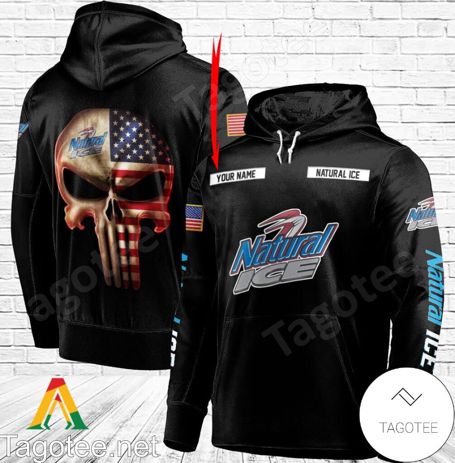 Natural Ice Punisher Skull USA Flag Personalized Hoodie