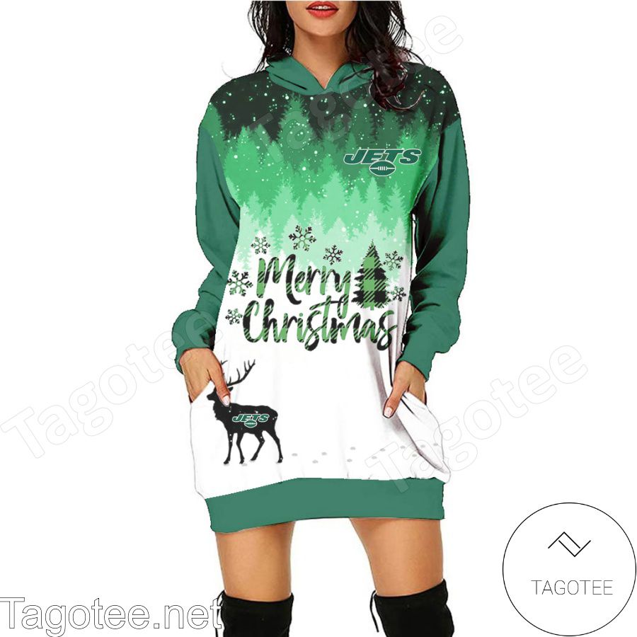 New York Jets NFL Merry Christmas Women Hoodie Dress