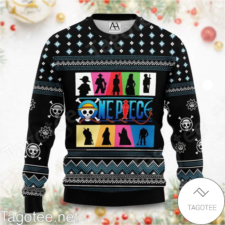 One Piece Characters Silhouette Ugly Christmas Sweater