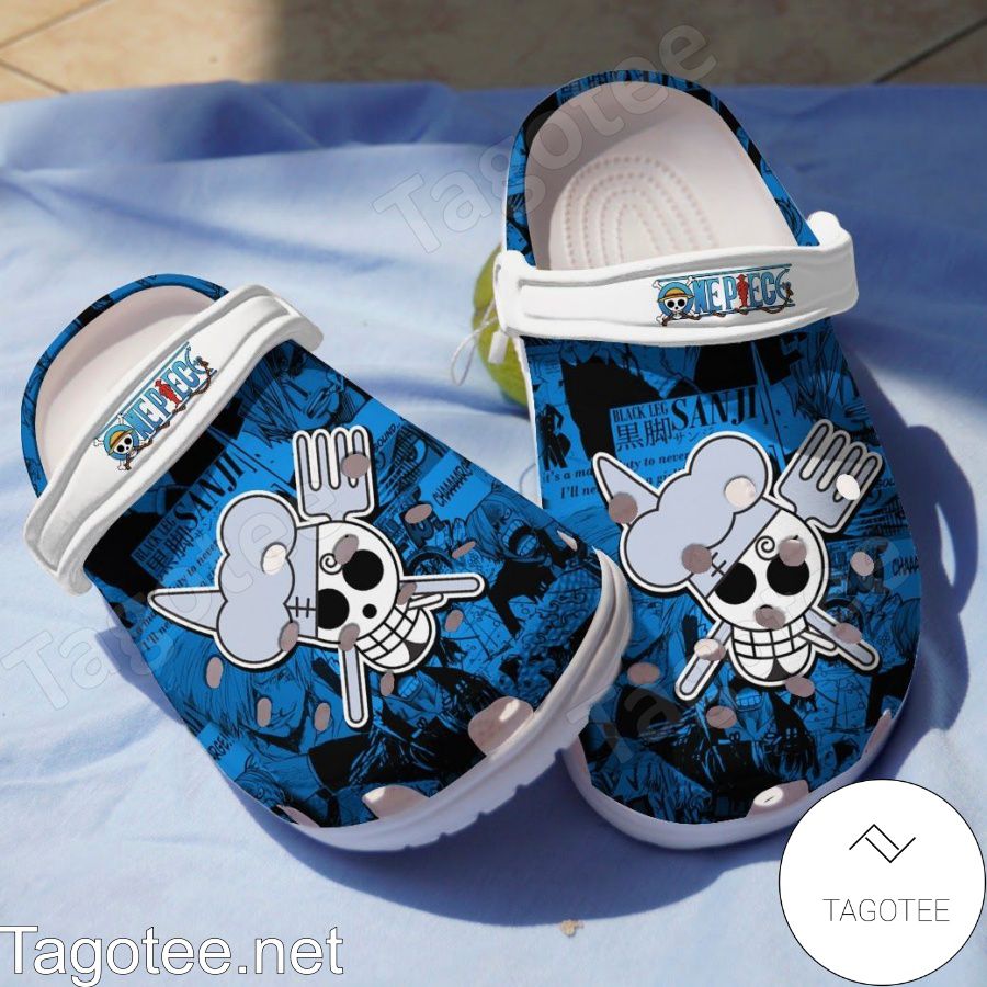 One Piece Jolly Roger Blue Crocs Clogs