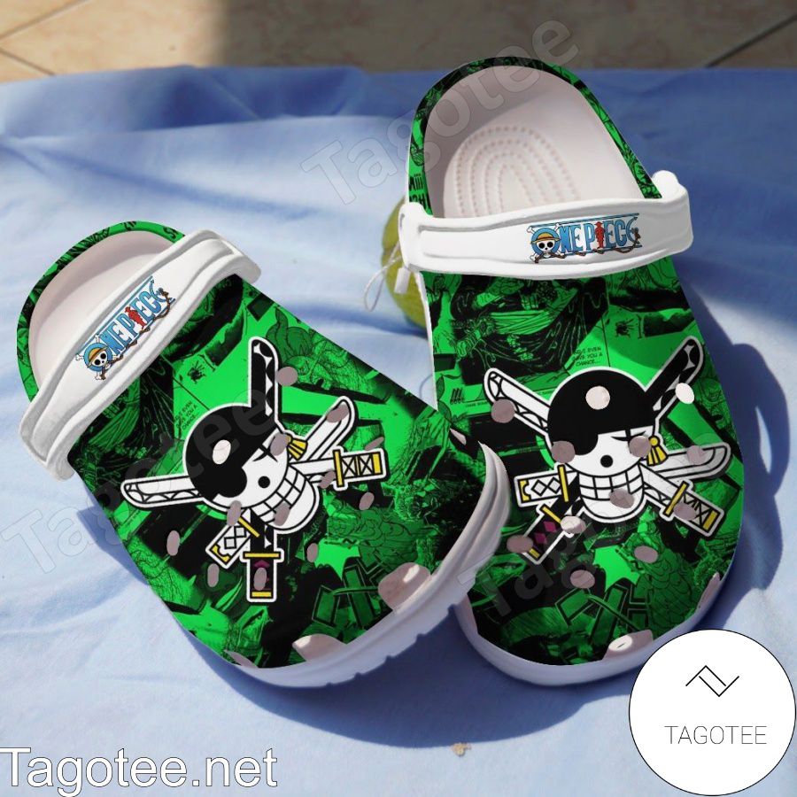 One Piece Jolly Roger Green Crocs Clogs