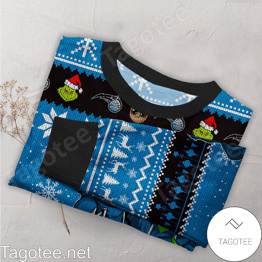 Orlando Magic Baby Groot And Grinch NBA Ugly Christmas Sweater a