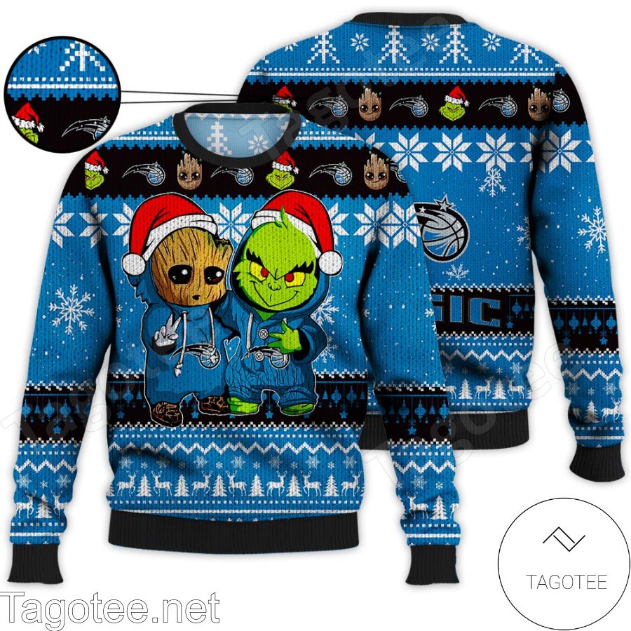 Orlando Magic Baby Groot And Grinch NBA Ugly Christmas Sweater