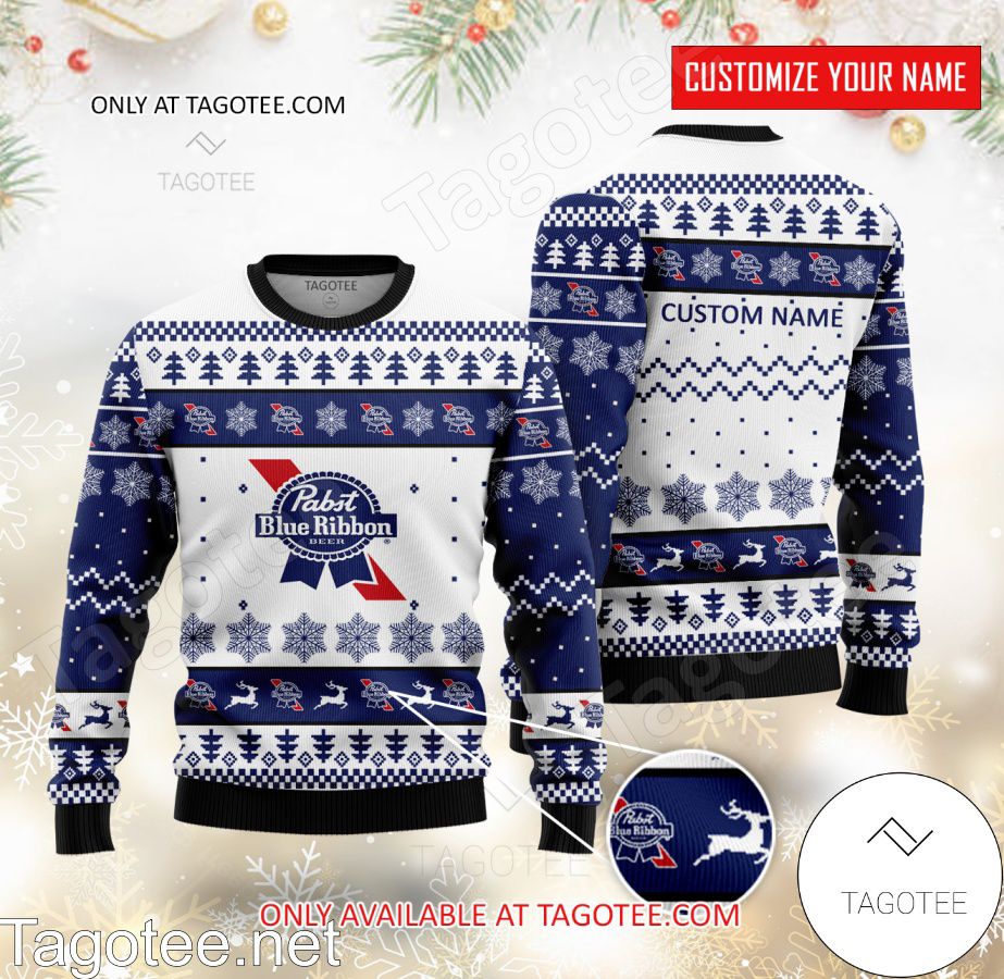 Pabst Blue Ribbon Logo Personalized Ugly Christmas Sweater - MiuShop